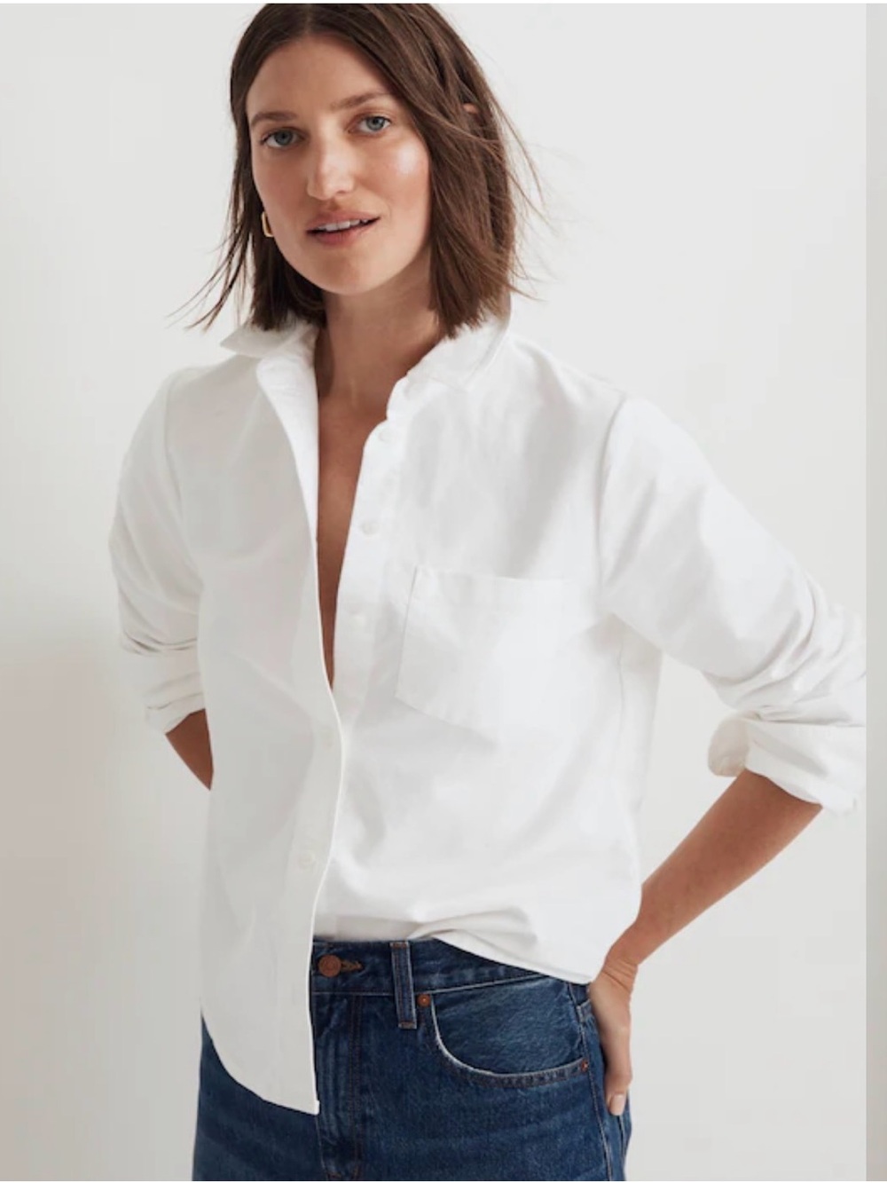 Madewell Oxford Button Down Shrunken Shirt Nm639